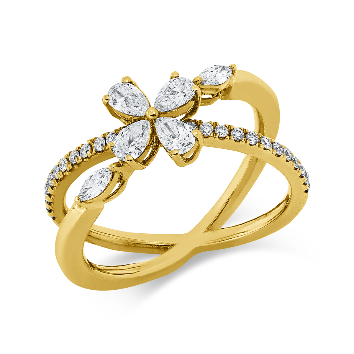 diamond full cut  multi-stone ring in yellow gold