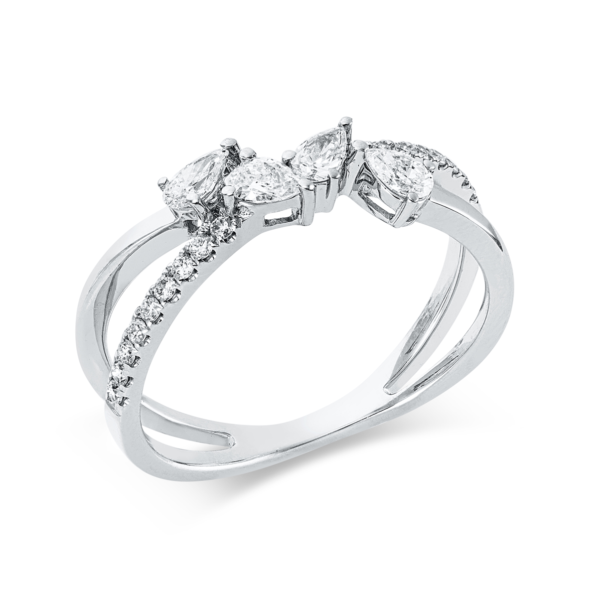 diamond full cut  modern woman ring in white gold