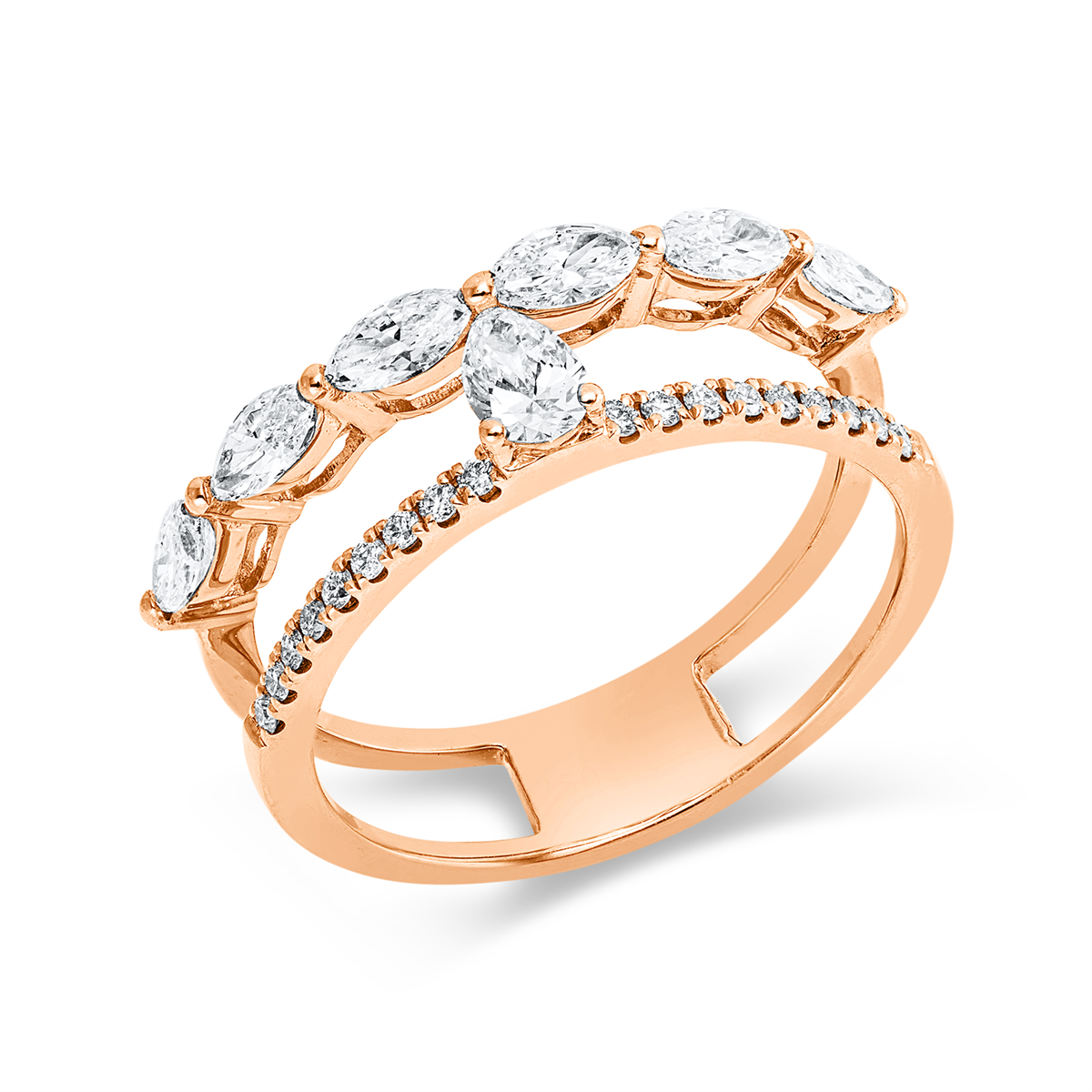 diamond full cut  modern woman ring in red gold