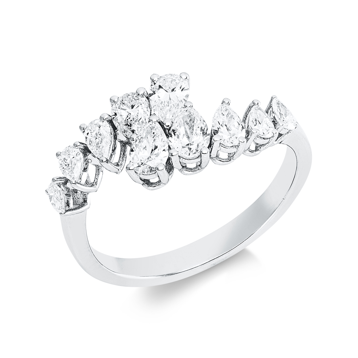 pear shape  modern woman ring in white gold