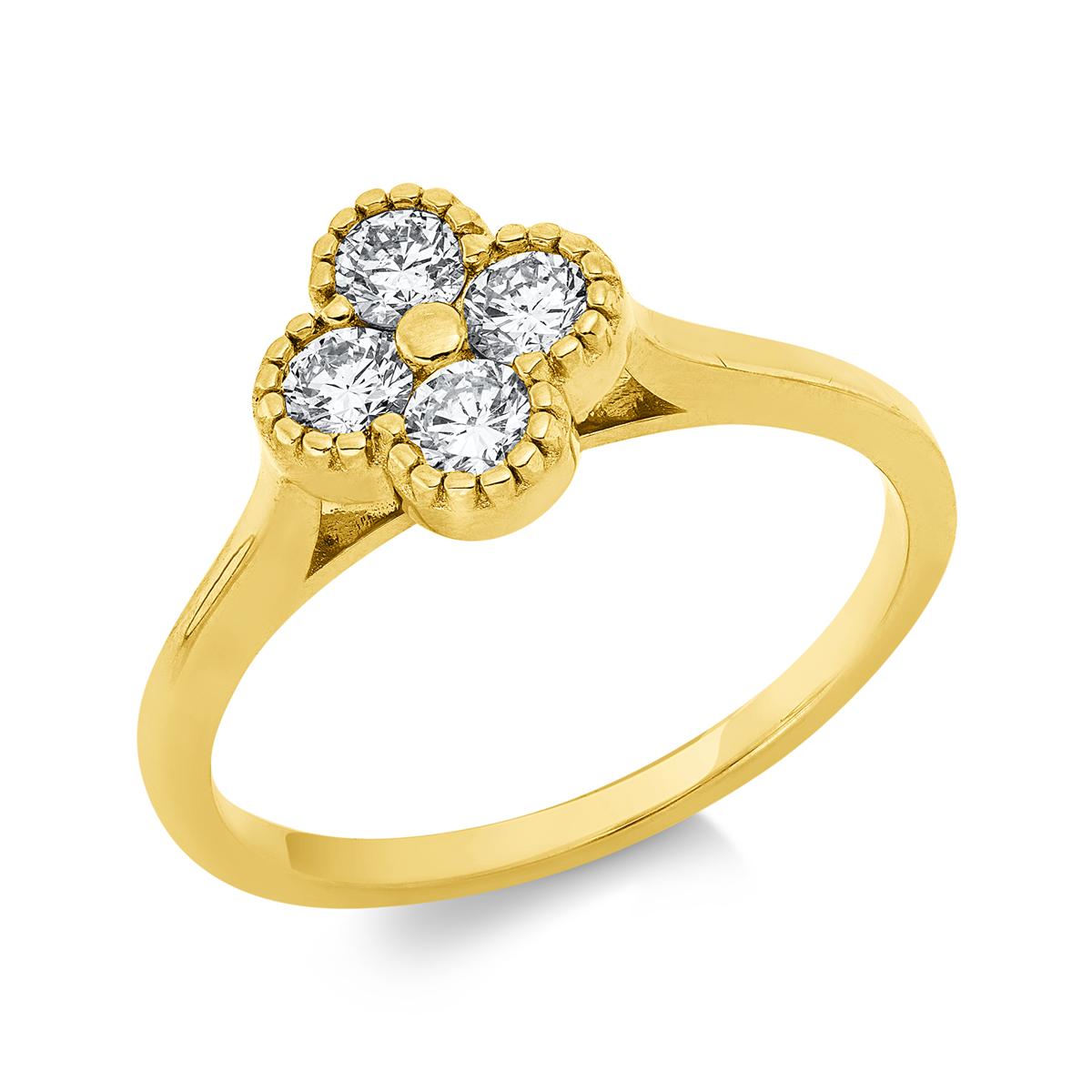 diamond full cut  illusion classic ring in yellow gold