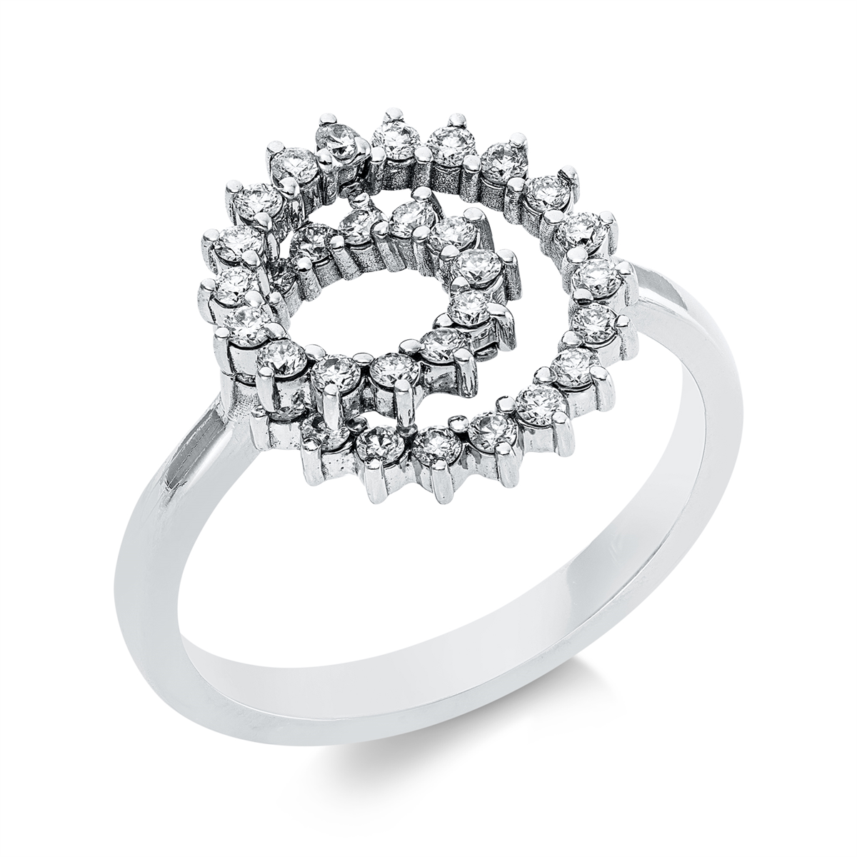 diamond full cut  modern woman ring in white gold