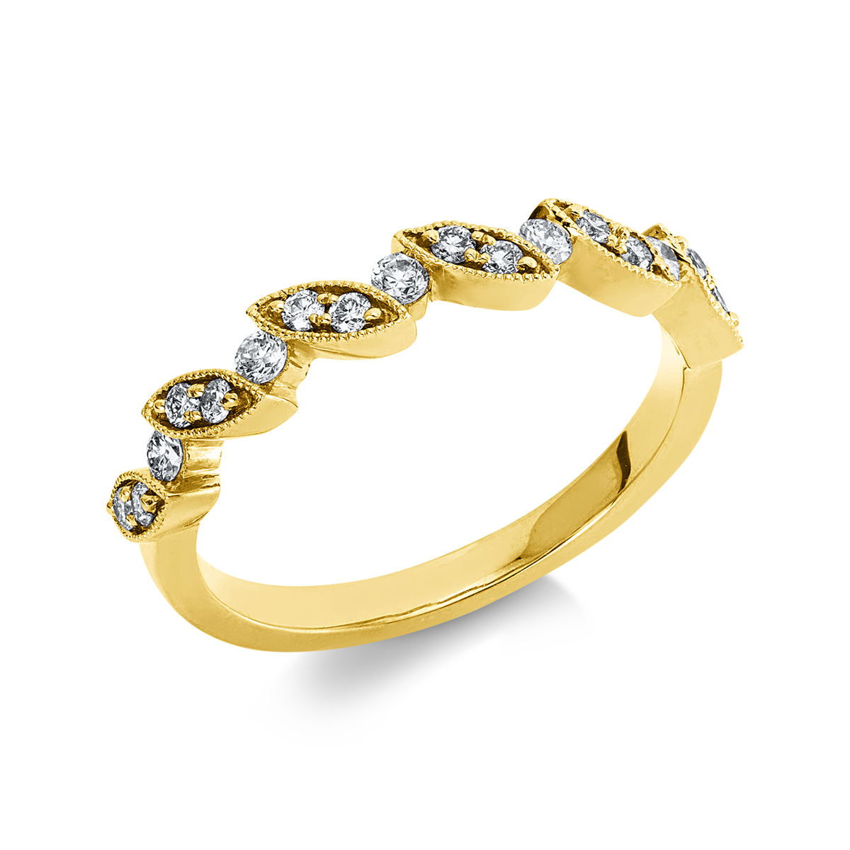diamond full cut  modern woman ring in yellow gold
