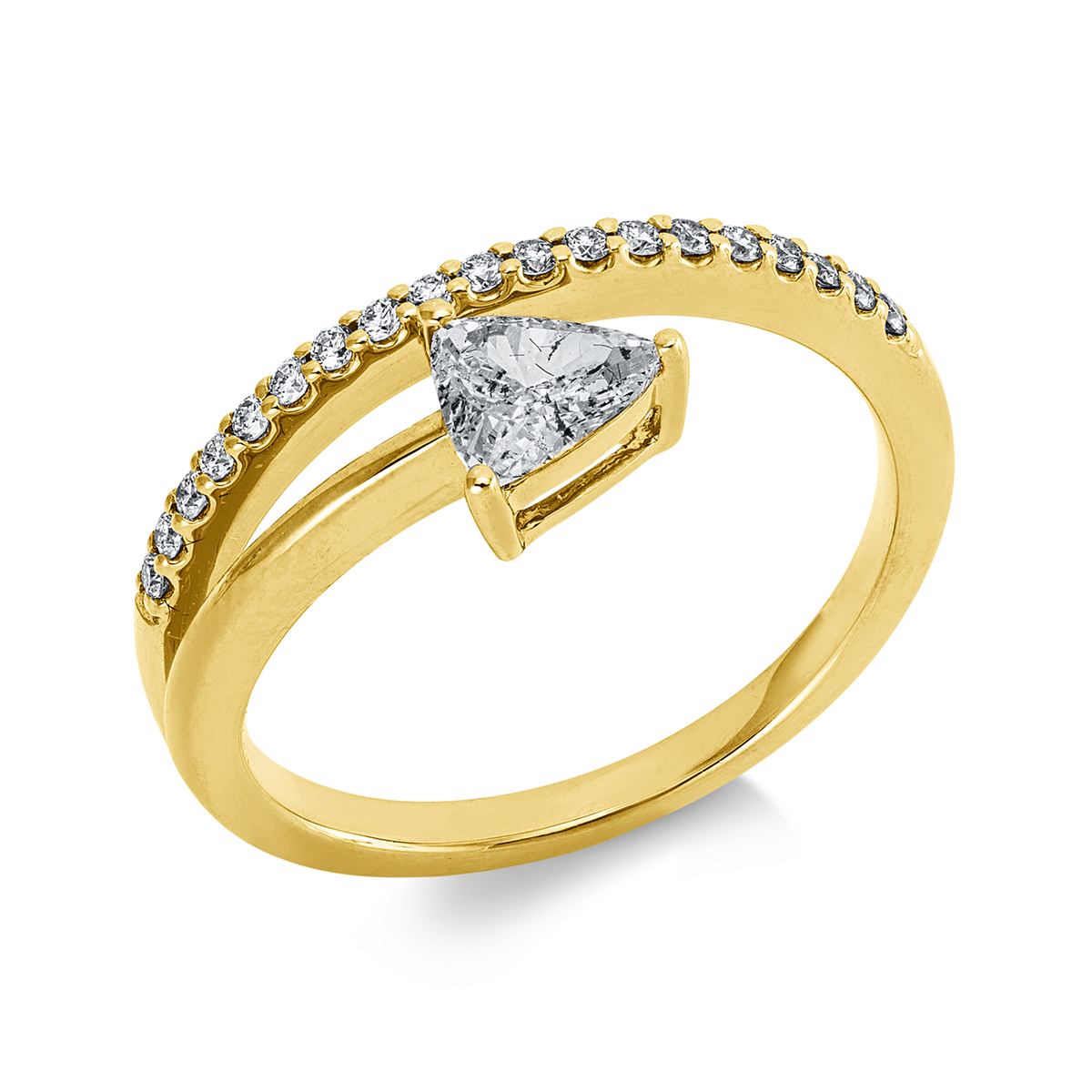 diamond full cut  solitaire with accent stones ring in yellow gold