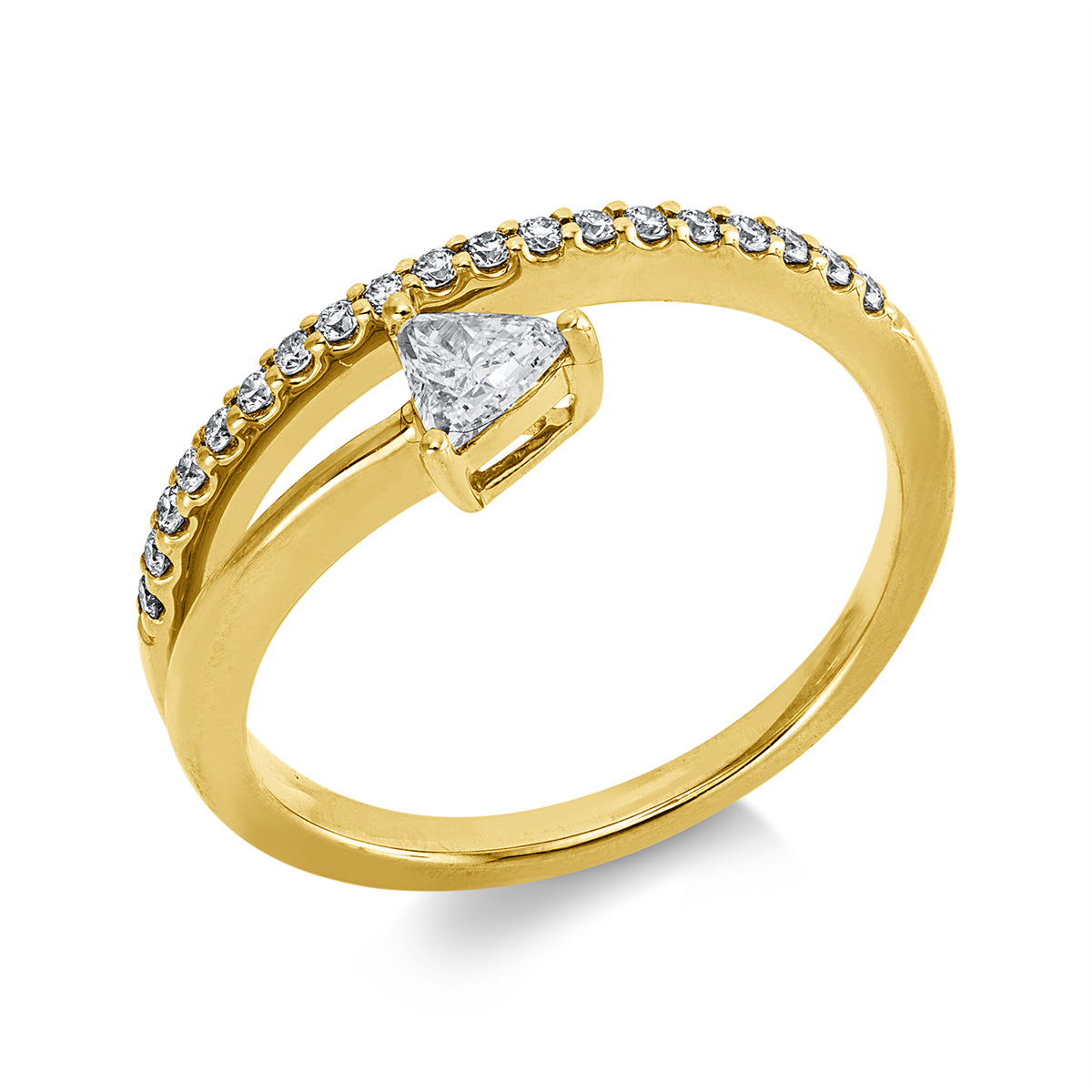 diamond full cut  solitaire with accent stones ring in yellow gold