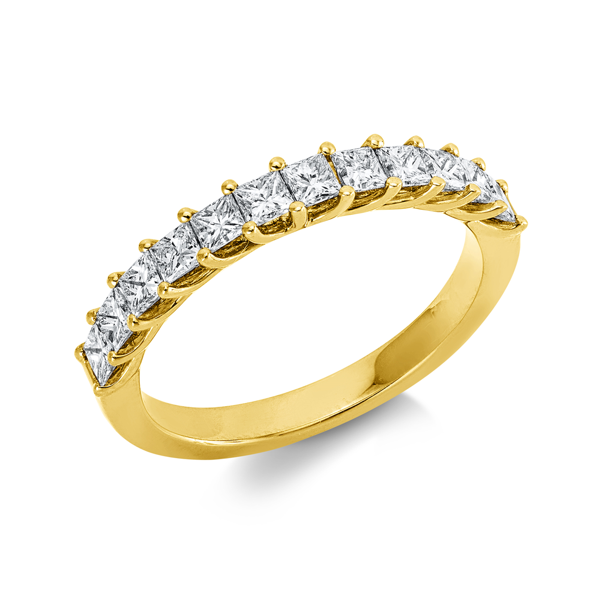 princess  baguette ring in yellow gold