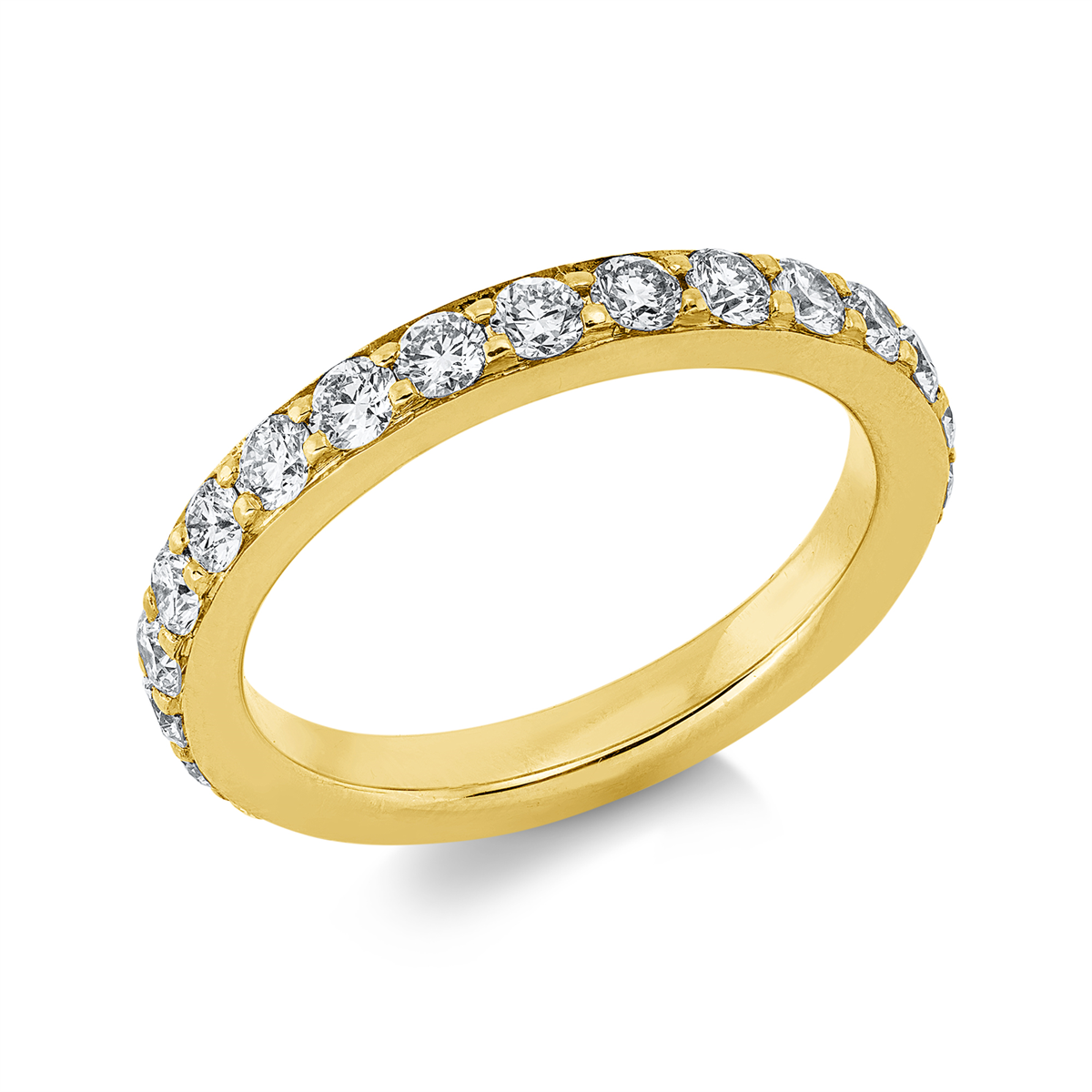diamond full cut  eternity full ring in yellow gold