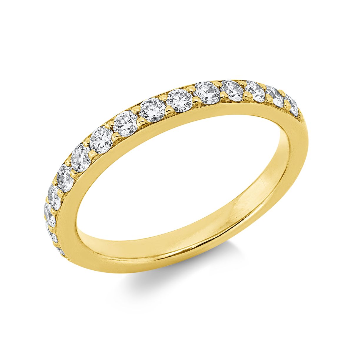 diamond full cut  eternity half ring in yellow gold