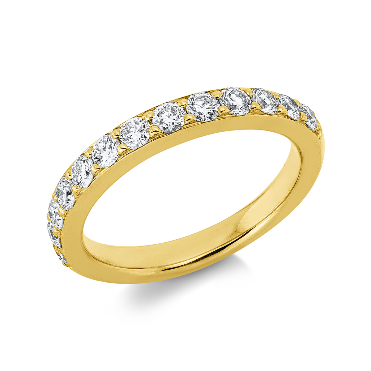diamond full cut  eternity half ring in yellow gold