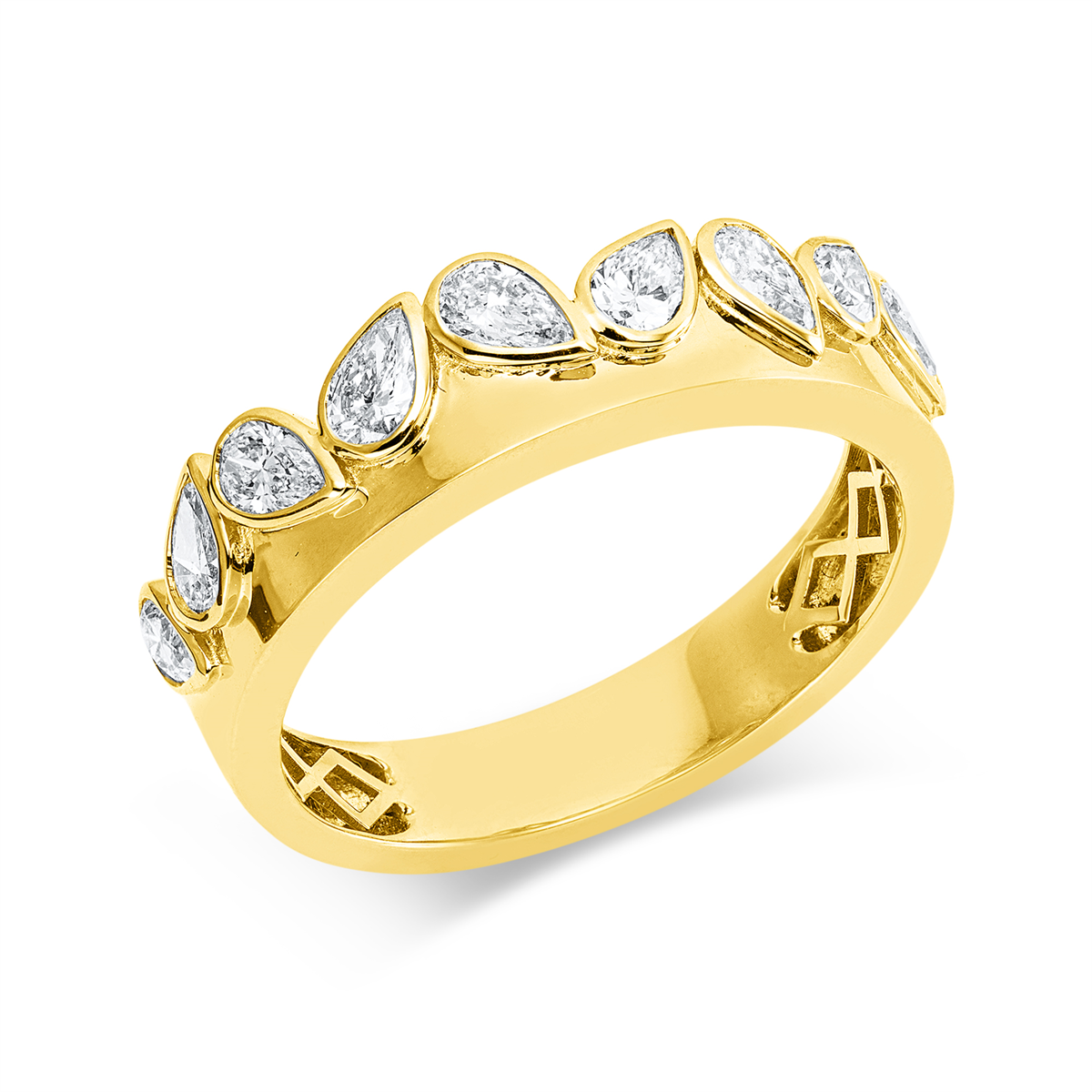 pear shape  modern woman ring in yellow gold