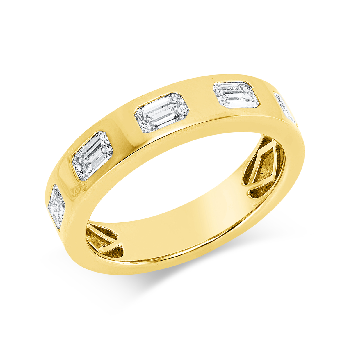 emerald cut  exclusive ring in yellow gold