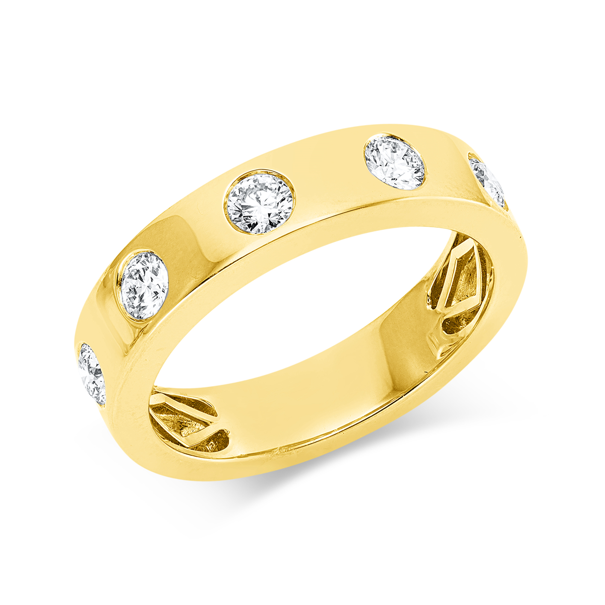 diamond full cut  modern woman ring in yellow gold