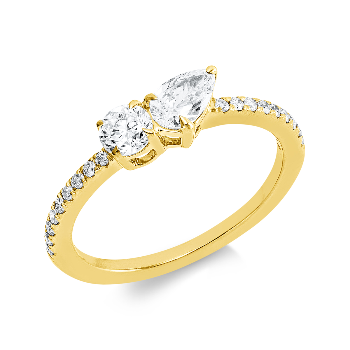 diamond full cut  modern woman ring in yellow gold