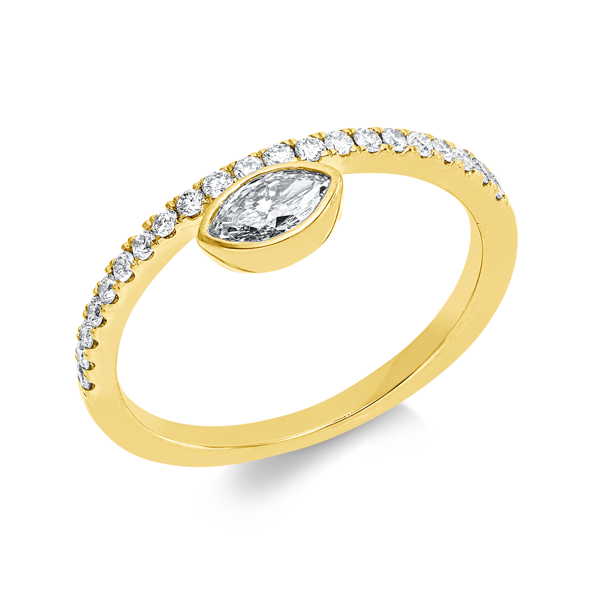 diamond full cut  solitaire with accent stones ring in yellow gold