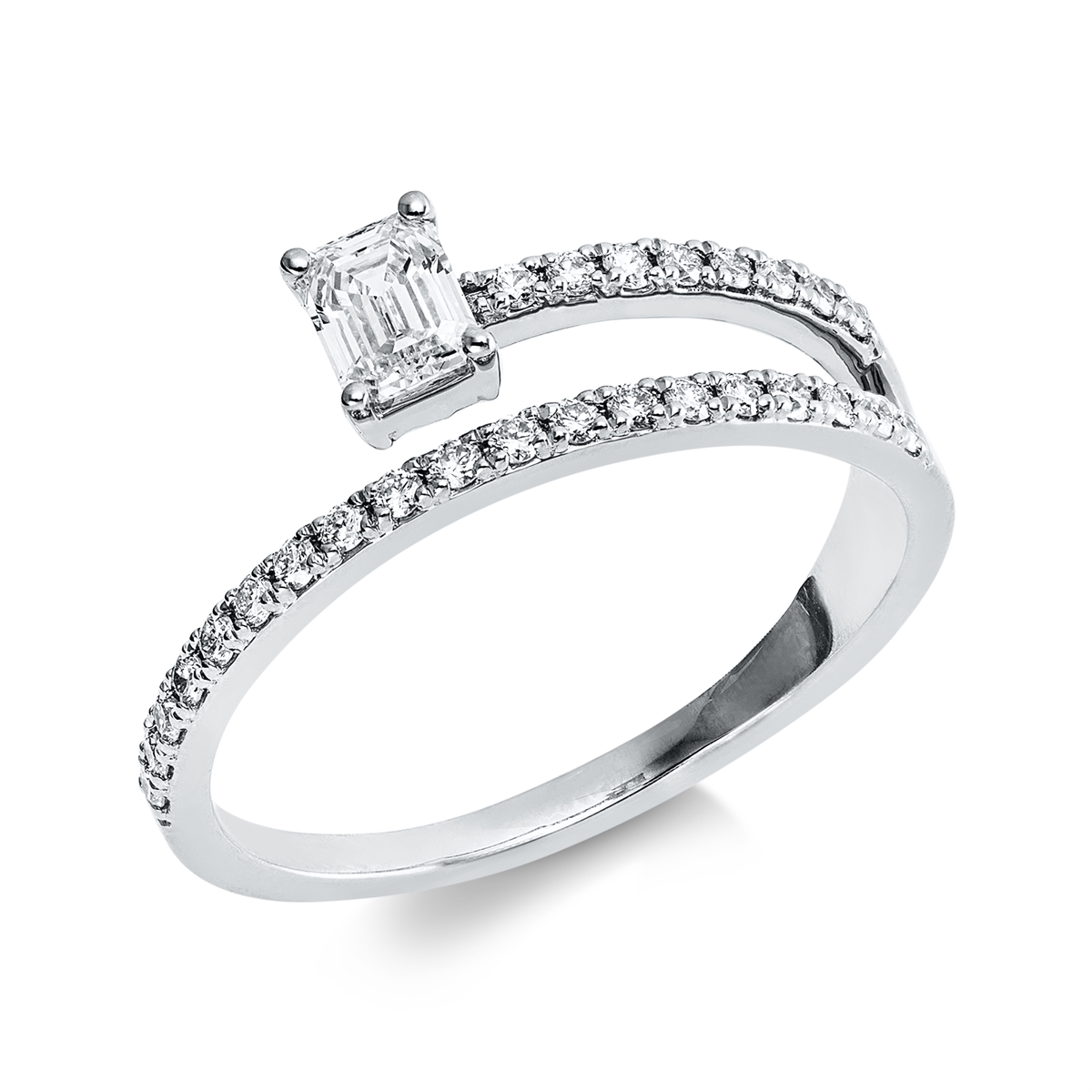diamond full cut  solitaire with accent stones ring in white gold