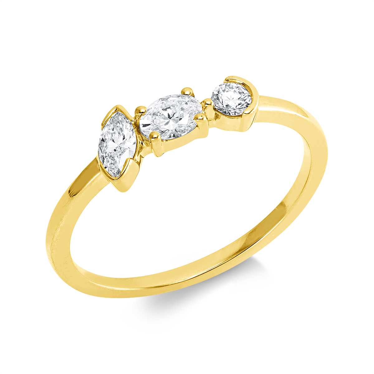 diamond full cut  modern woman ring in yellow gold