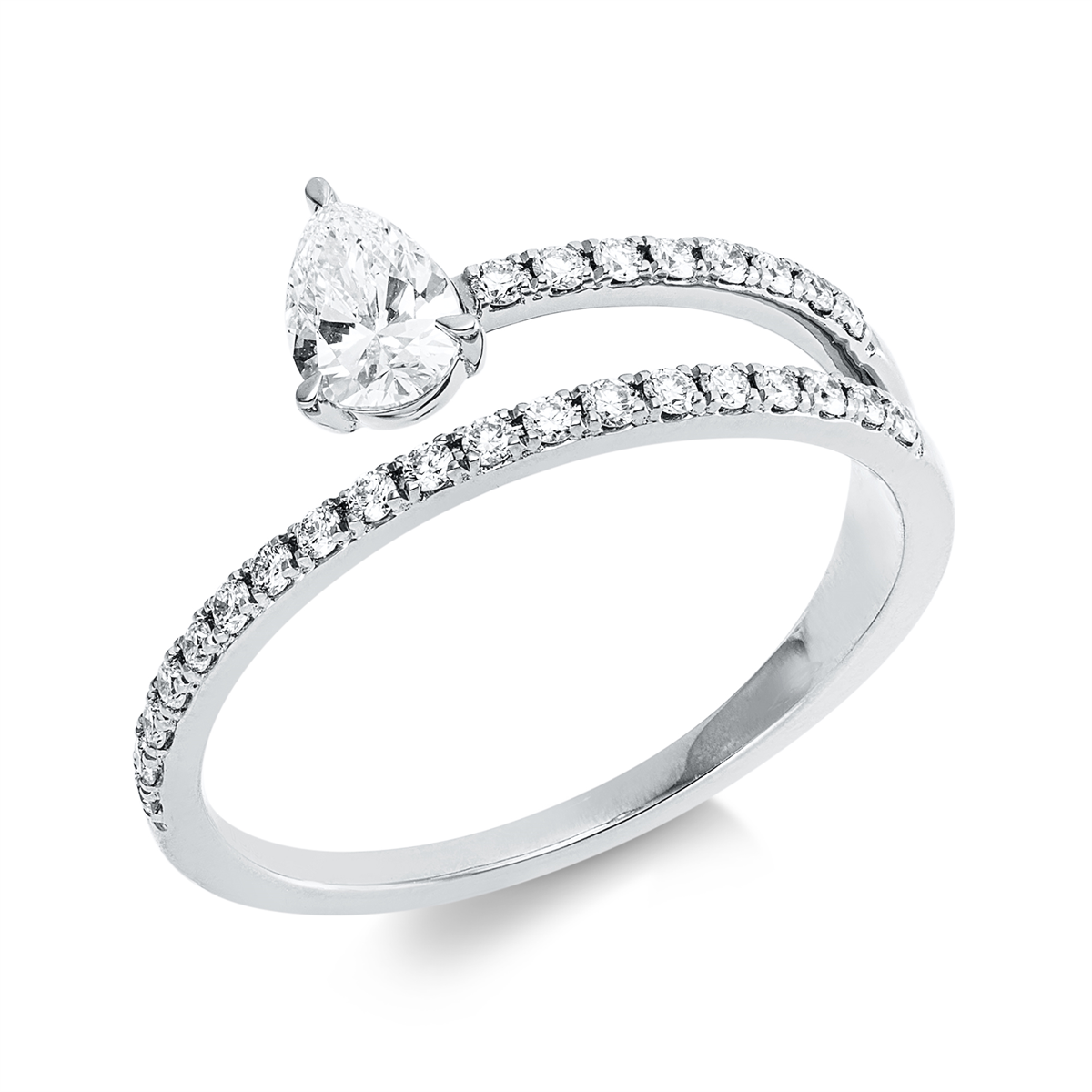 diamond full cut  solitaire with accent stones ring in white gold