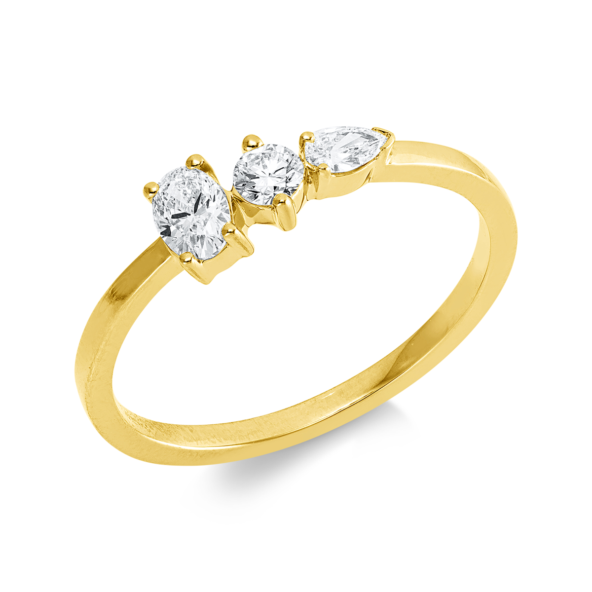 diamond full cut  modern woman ring in yellow gold