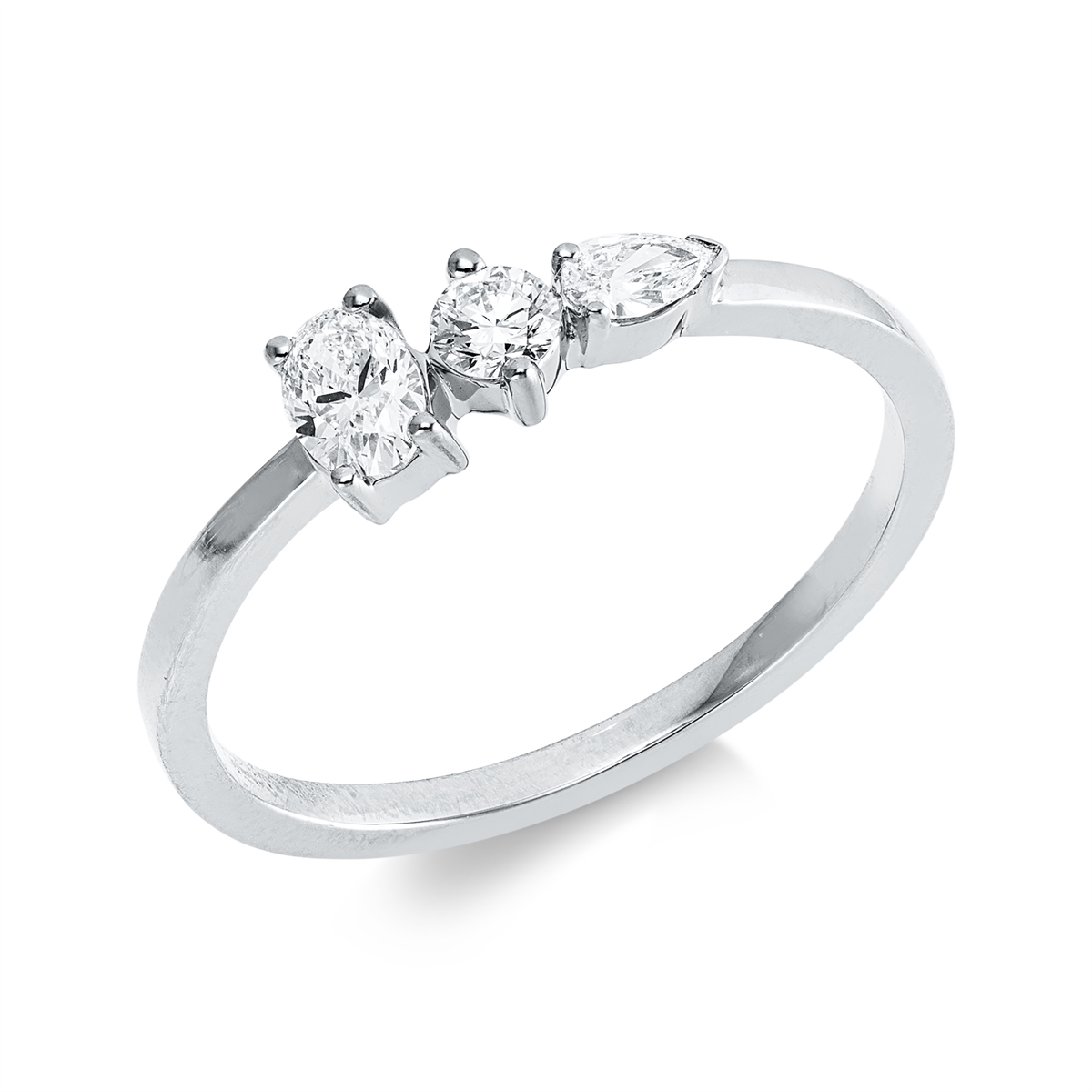 diamond full cut  modern woman ring in white gold