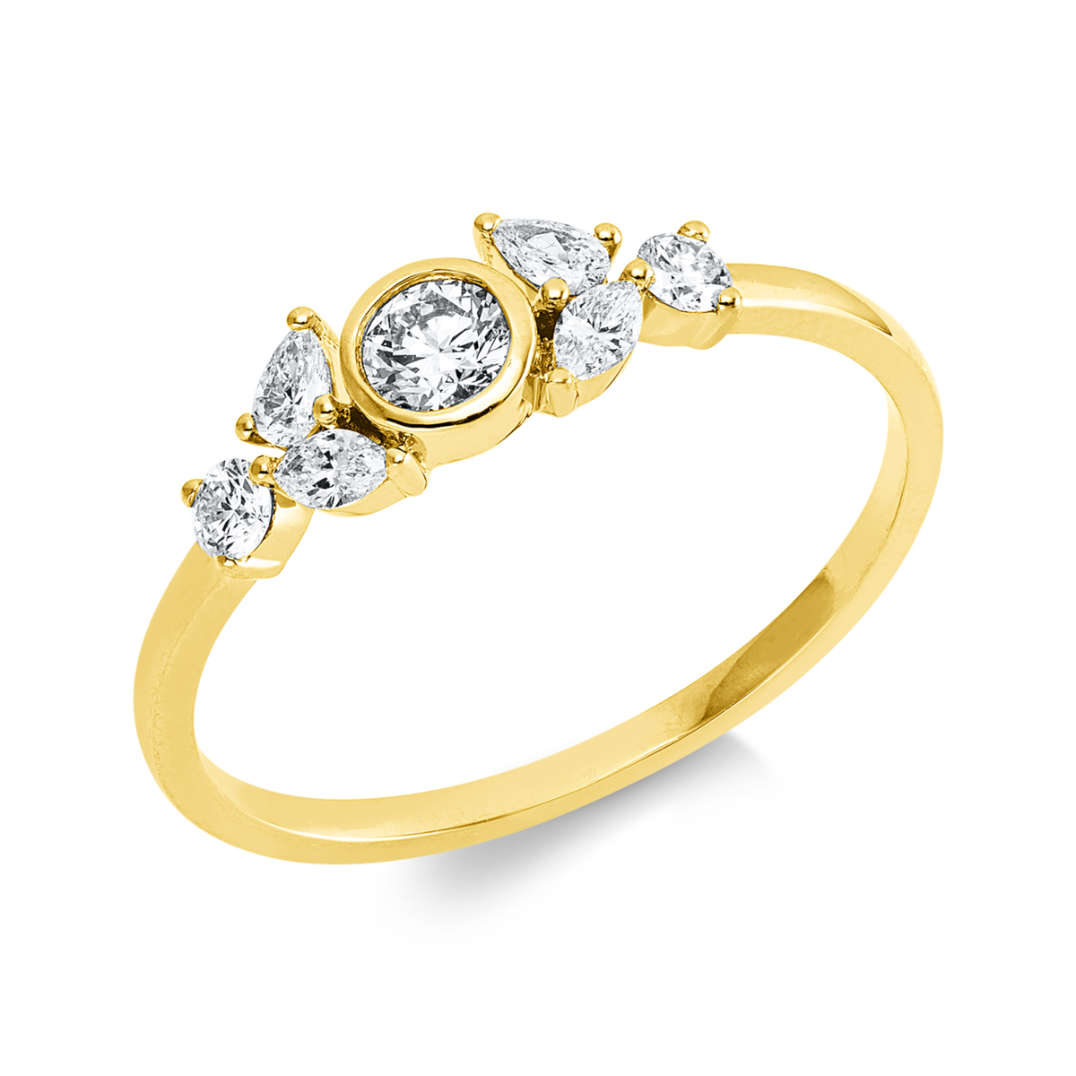 diamond full cut  modern woman ring in yellow gold