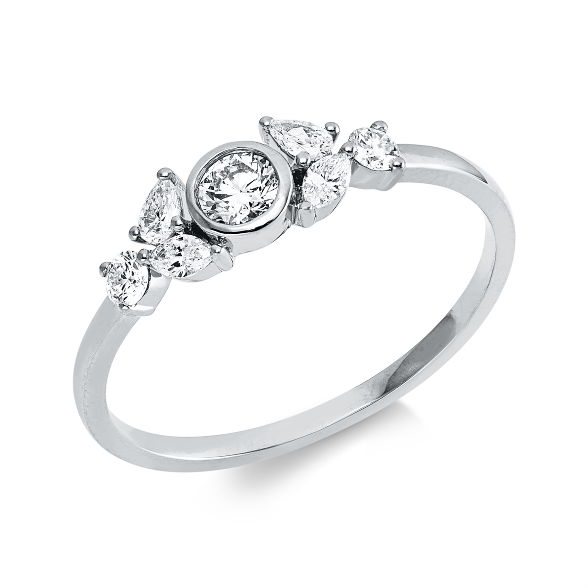diamond full cut  modern woman ring in white gold