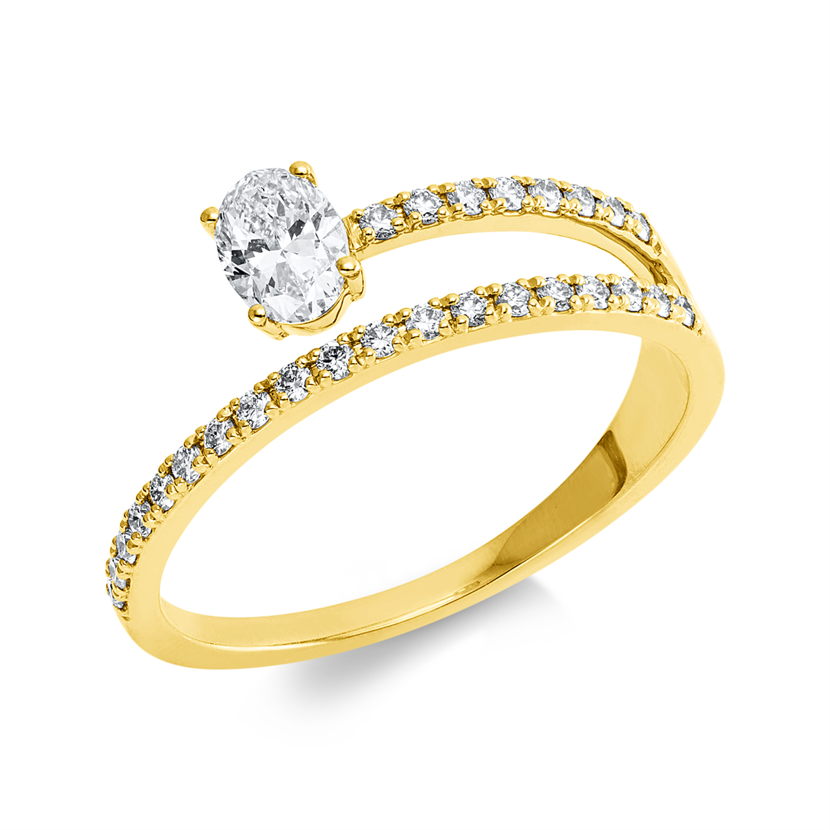 diamond full cut  solitaire with accent stones ring in yellow gold