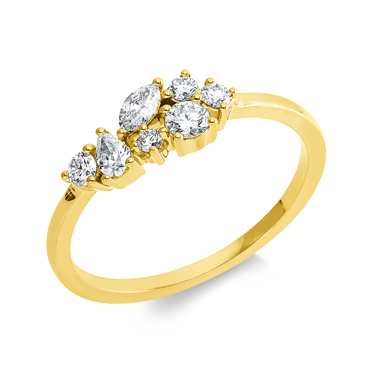 diamond full cut  modern woman ring in yellow gold