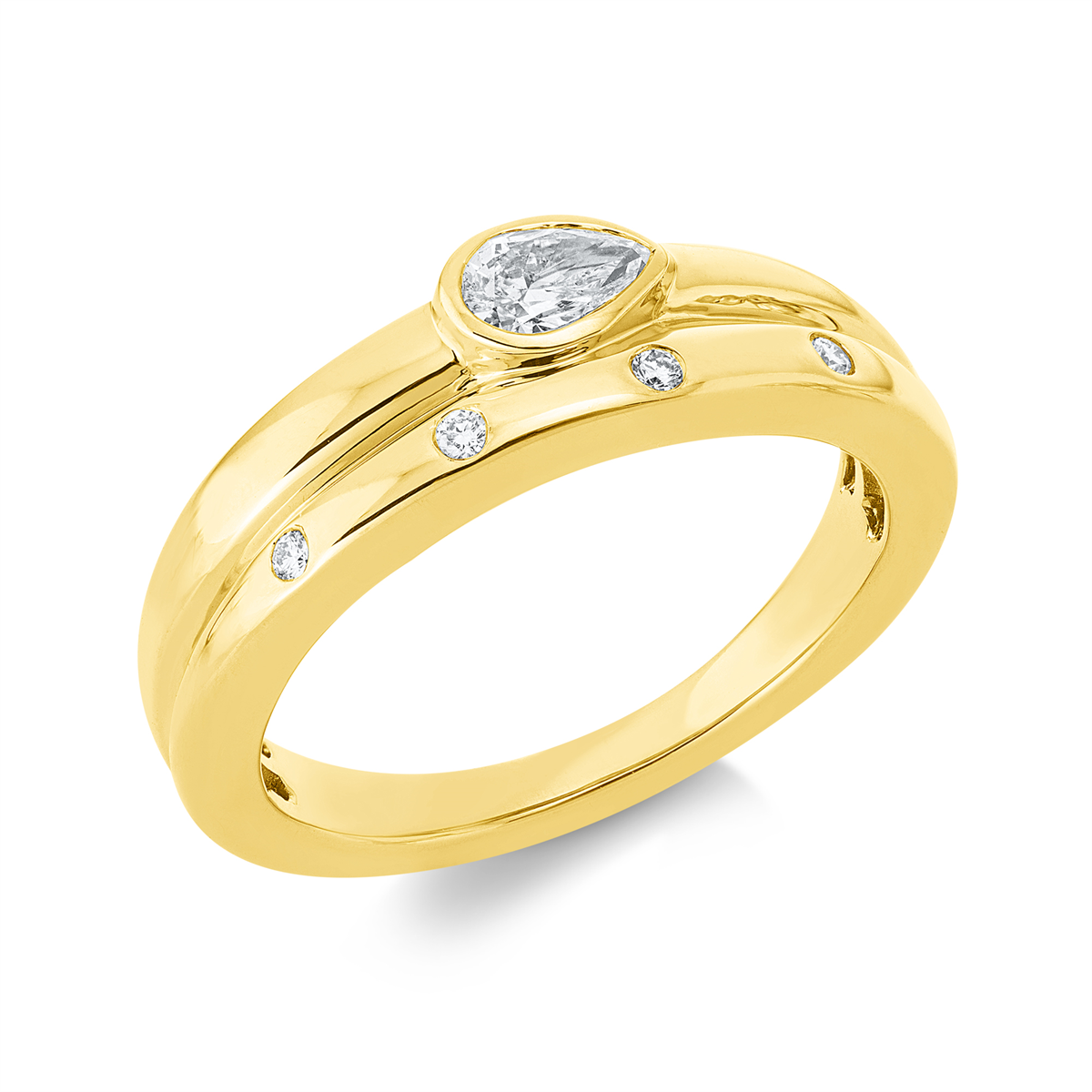 diamond full cut  modern woman ring in yellow gold