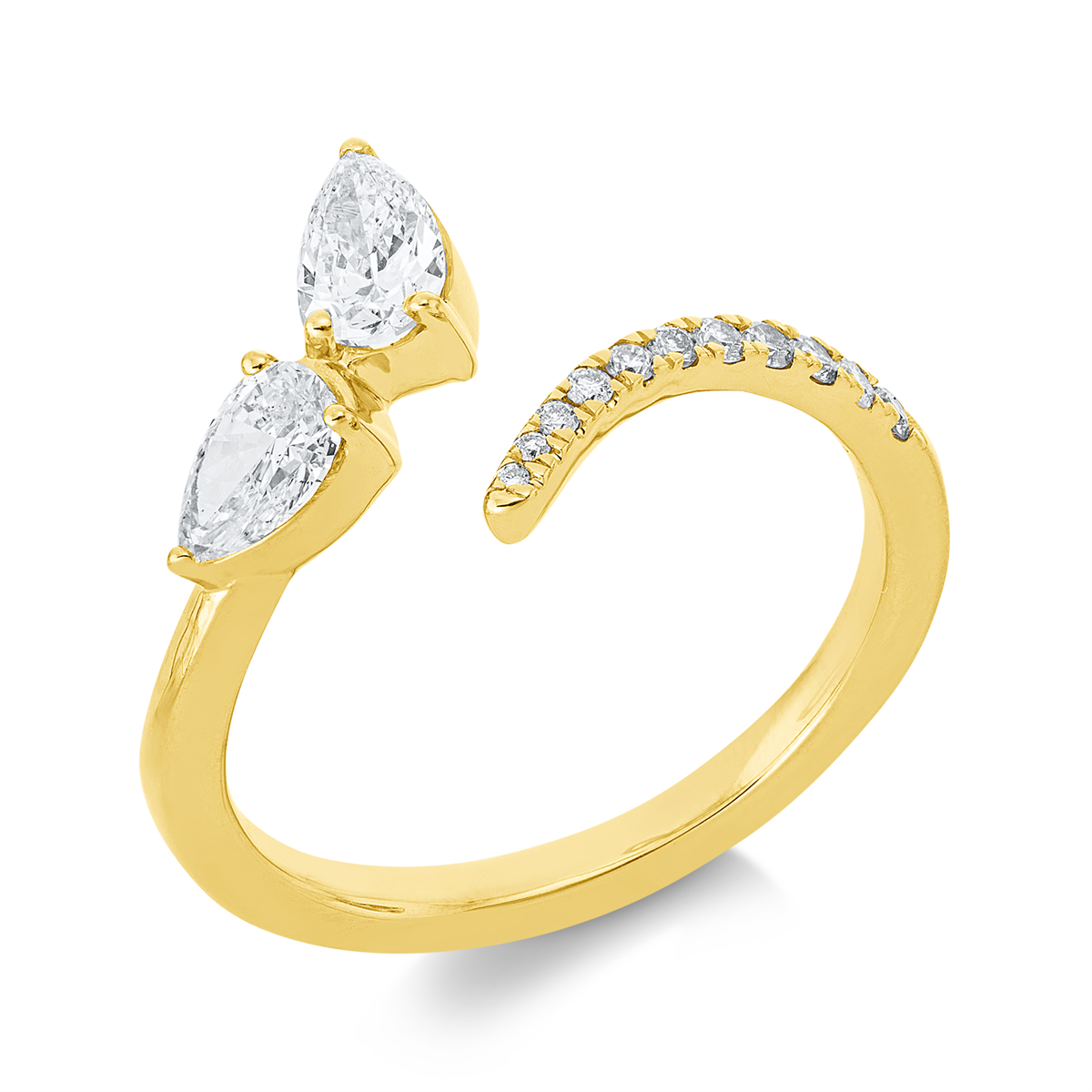 diamond full cut  modern woman ring in yellow gold