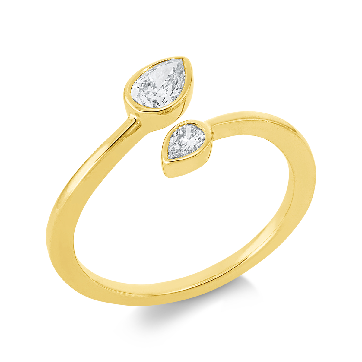 pear shape  modern woman ring in yellow gold