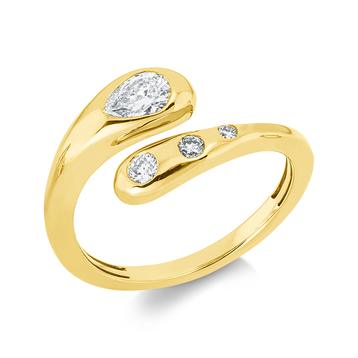 diamond full cut  modern woman ring in yellow gold