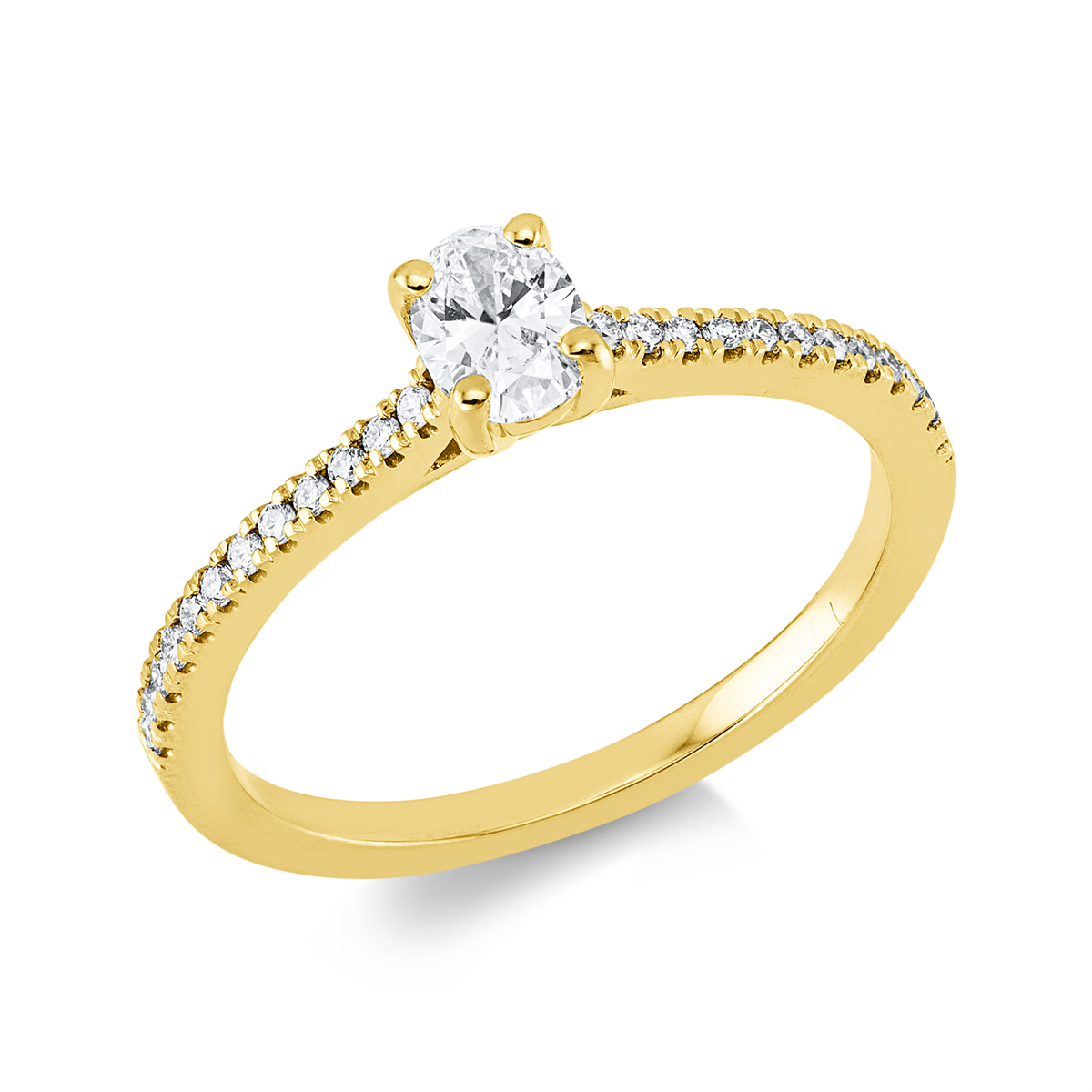 diamond full cut  solitaire with accent stones ring in yellow gold
