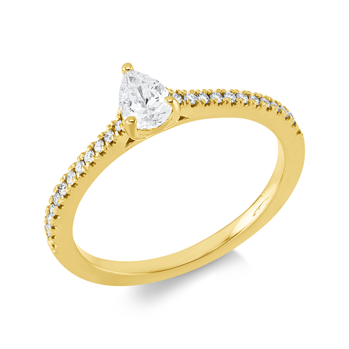 diamond full cut  solitaire with accent stones ring in yellow gold
