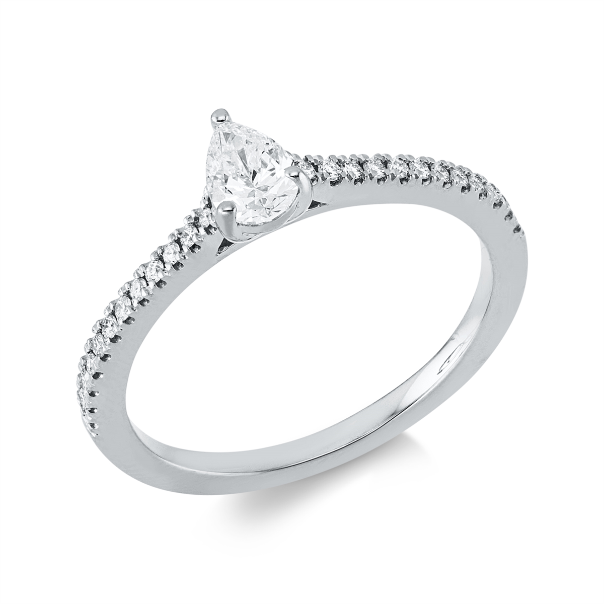diamond full cut  solitaire with accent stones ring in white gold