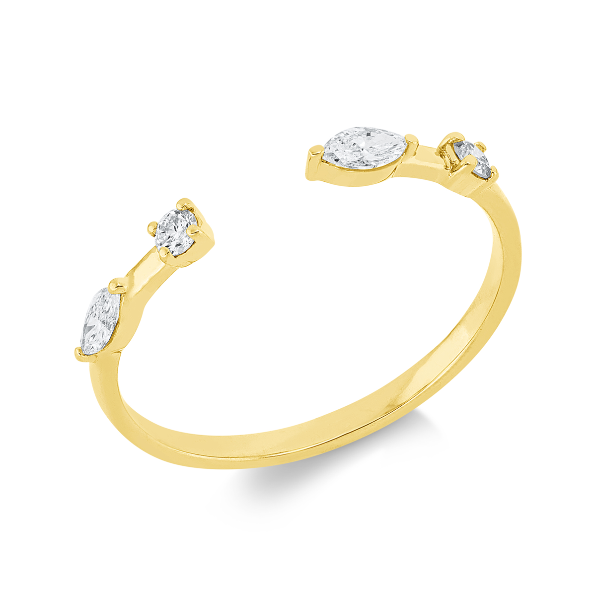 diamond full cut  modern woman ring in yellow gold