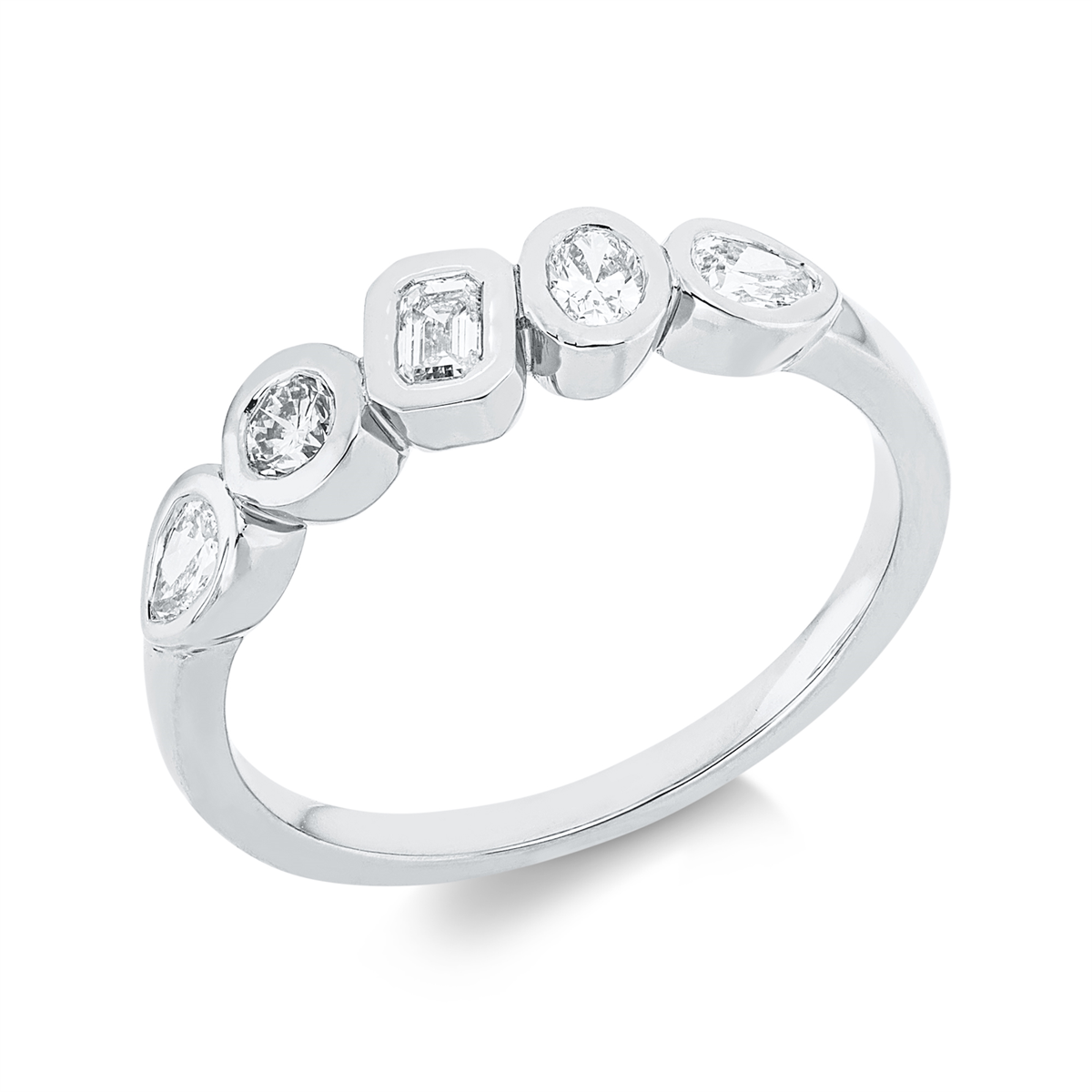 diamond full cut  modern woman ring in white gold