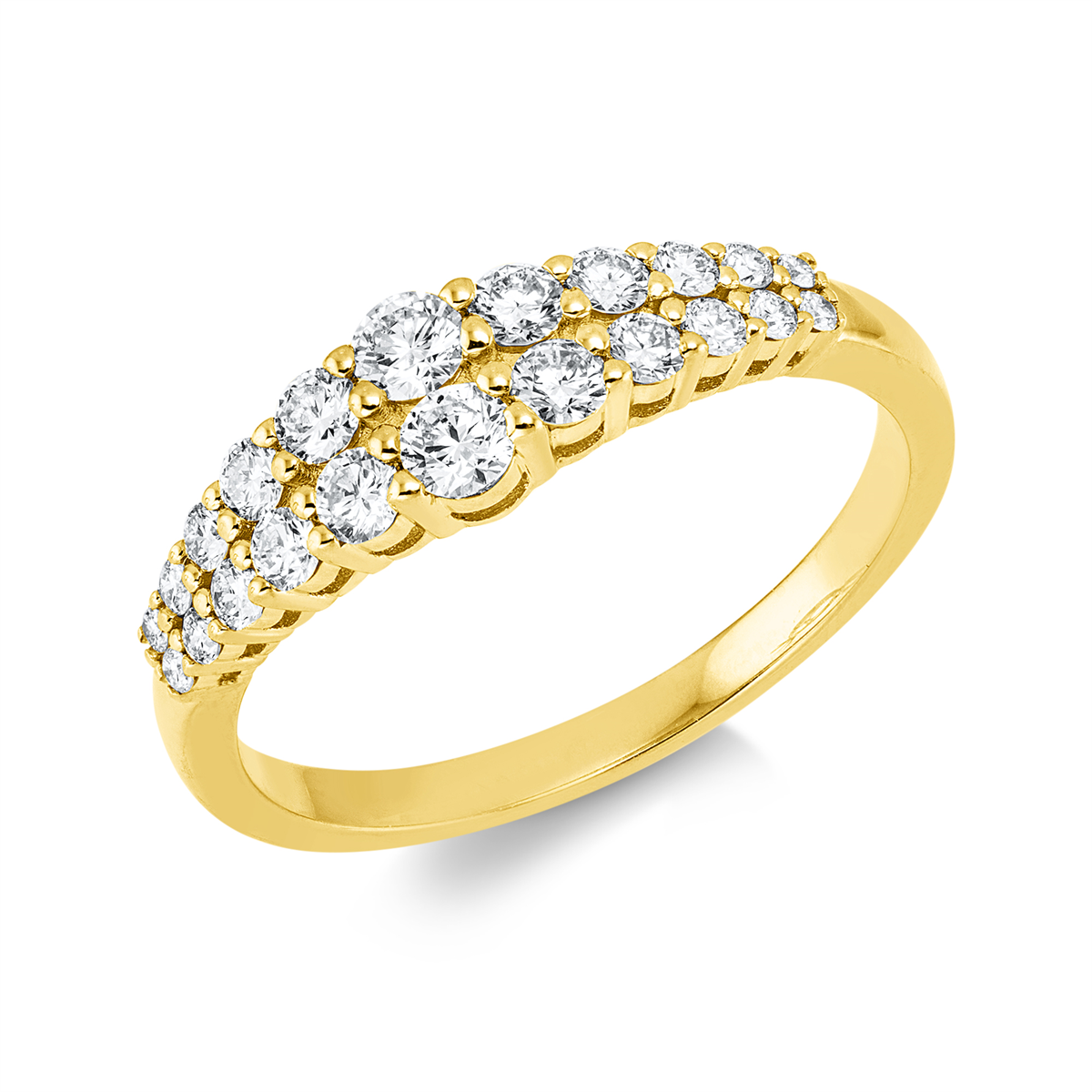 diamond full cut  modern woman ring in yellow gold