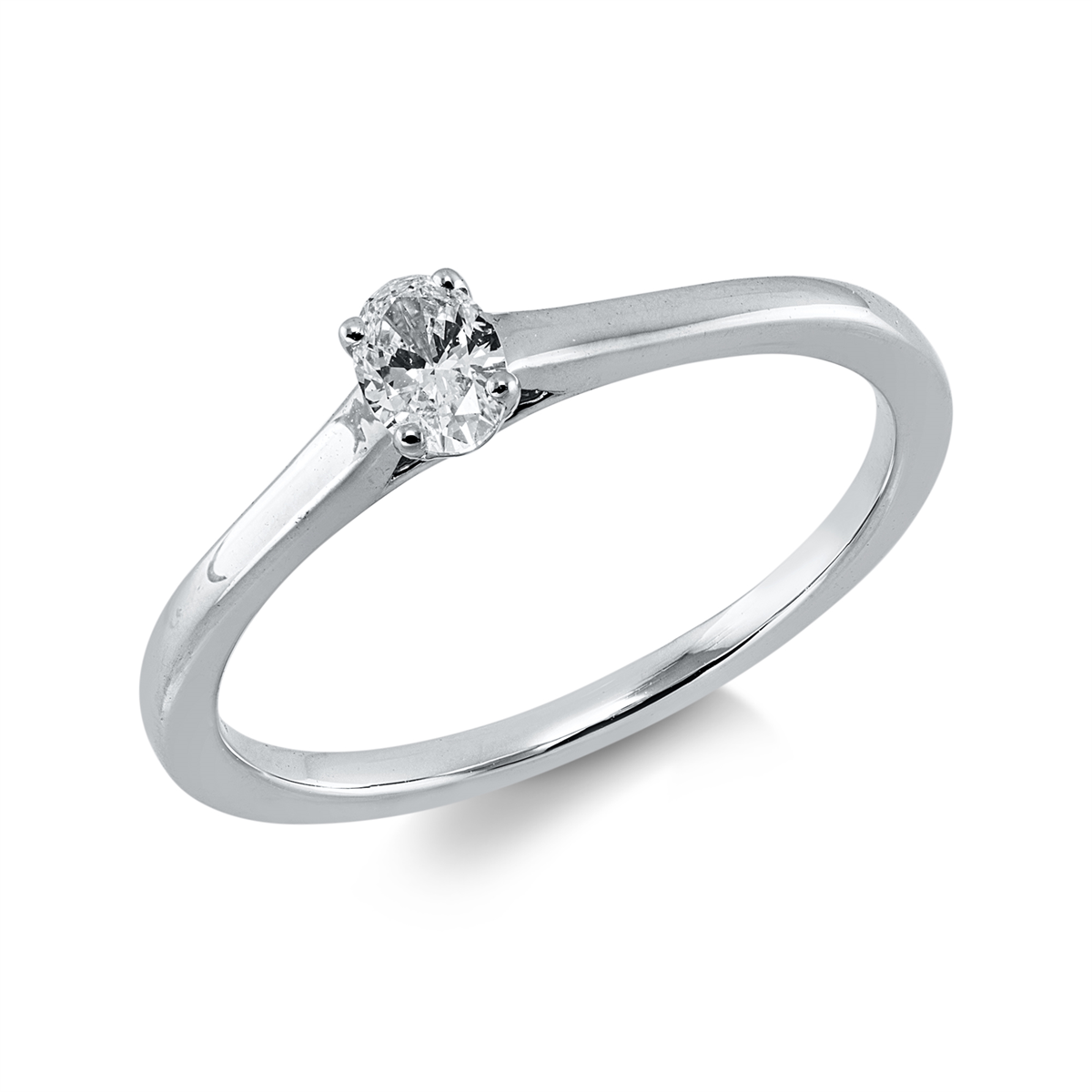 oval  solitaire ring in white gold