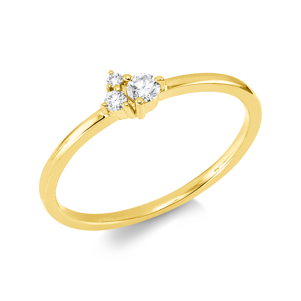 diamond full cut  modern woman ring in yellow gold