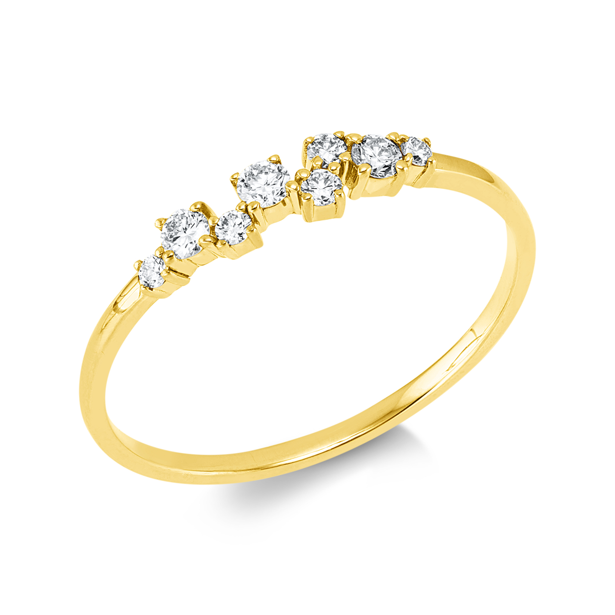 diamond full cut  modern woman ring in yellow gold