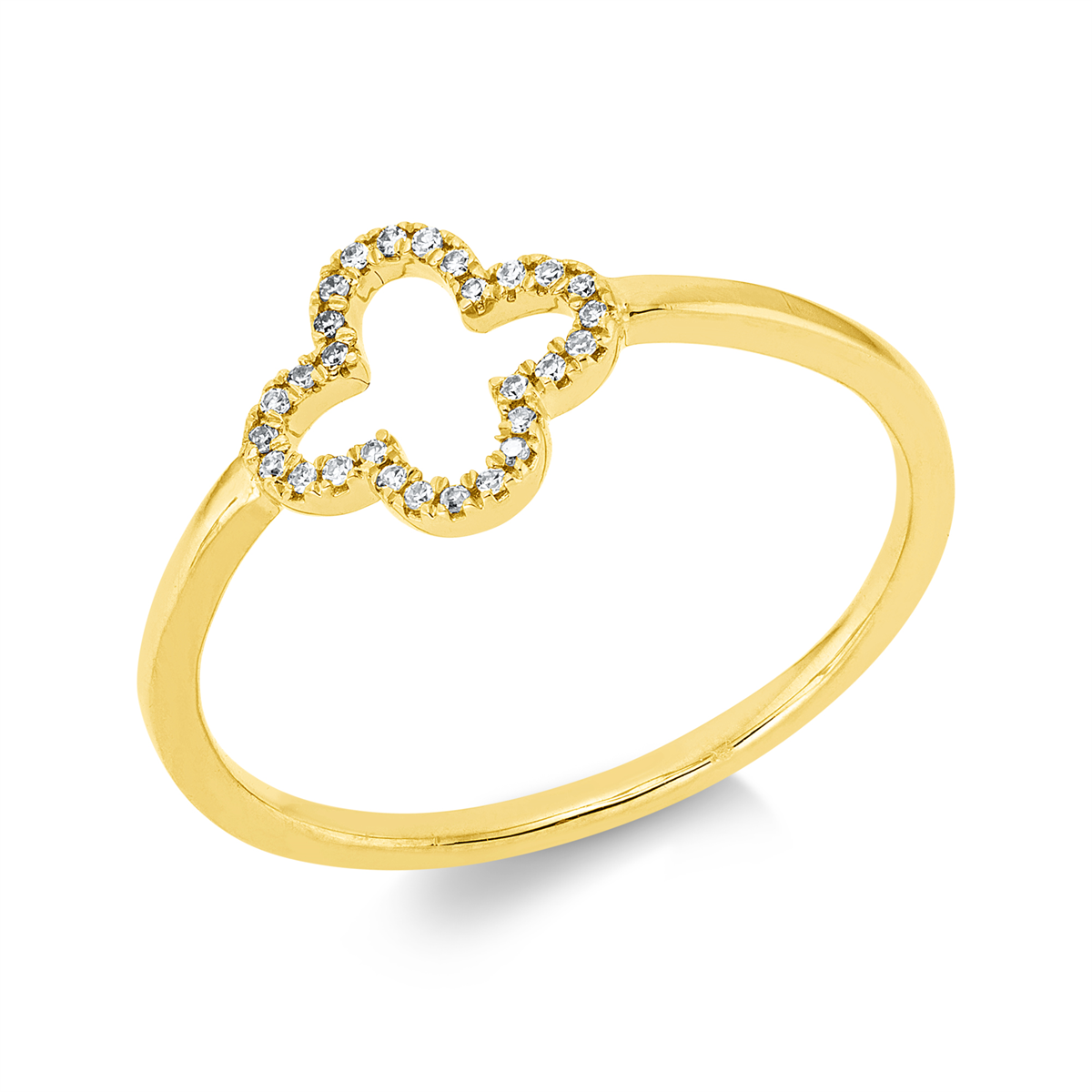 diamond single cut  modern woman ring in yellow gold