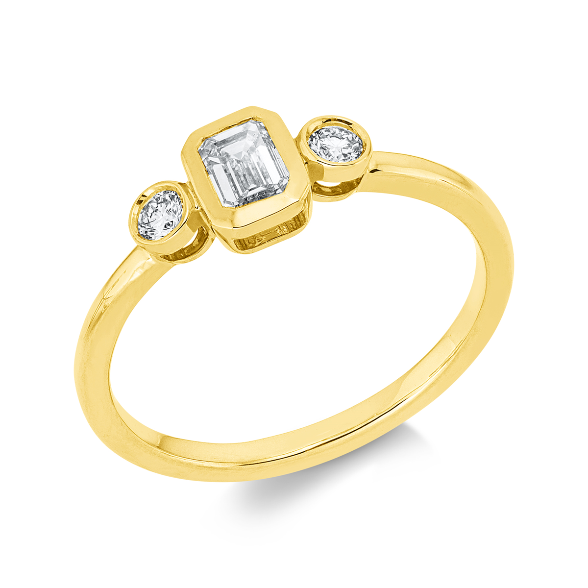 diamond full cut  solitaire with accent stones ring in yellow gold