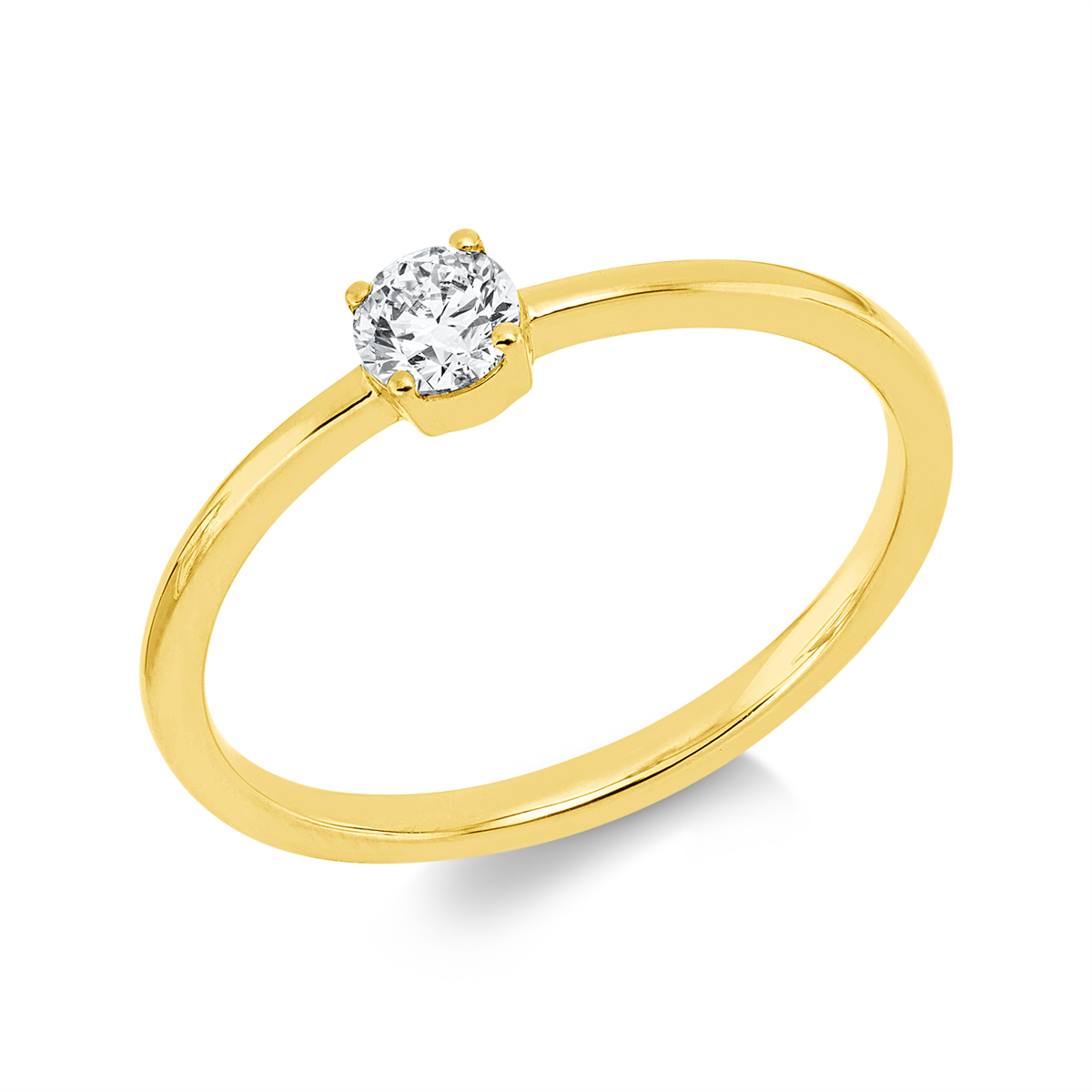 diamond full cut  solitaire ring in yellow gold