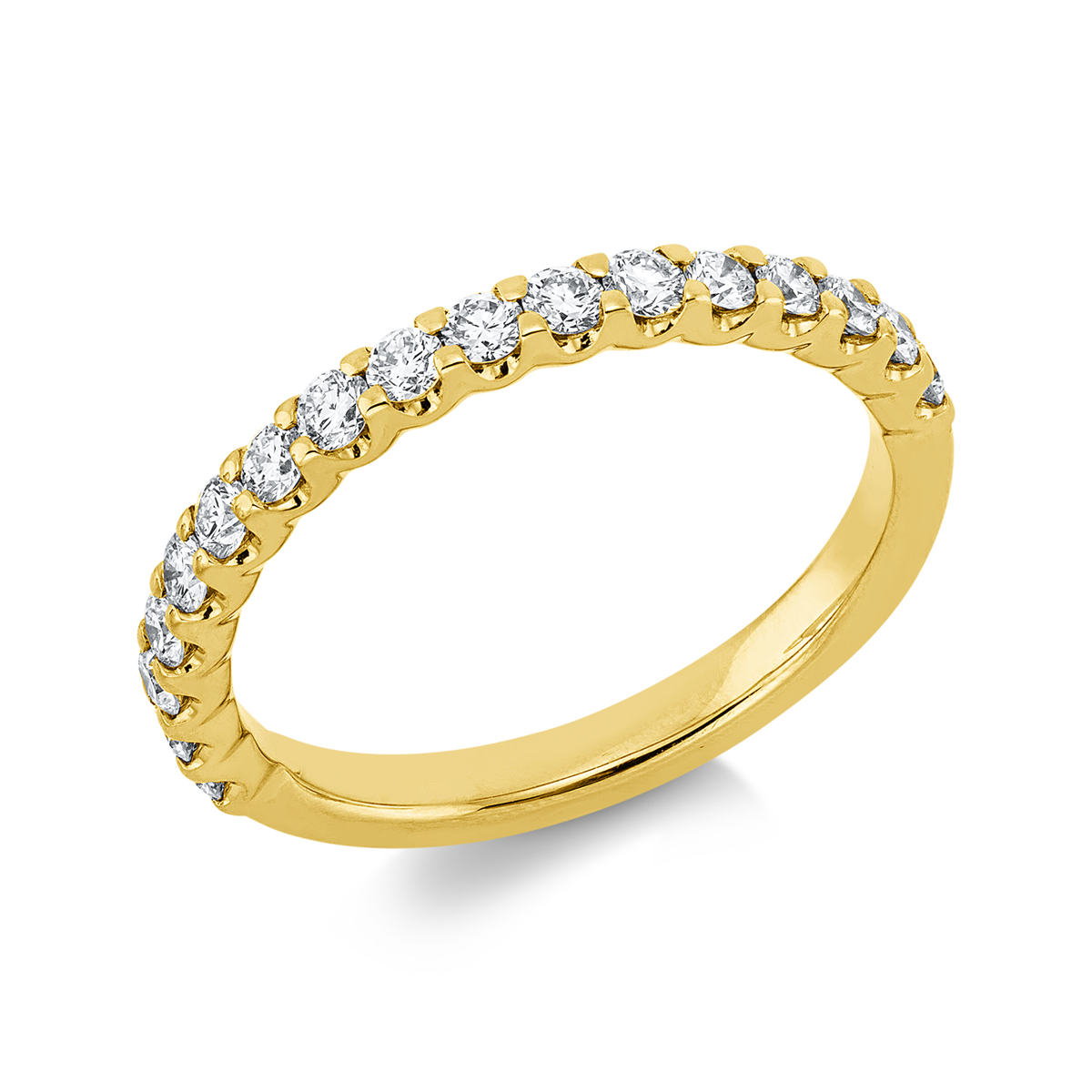 diamond full cut  eternity half ring in yellow gold