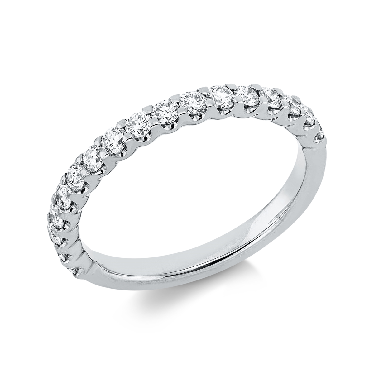 diamond full cut  eternity half ring in white gold