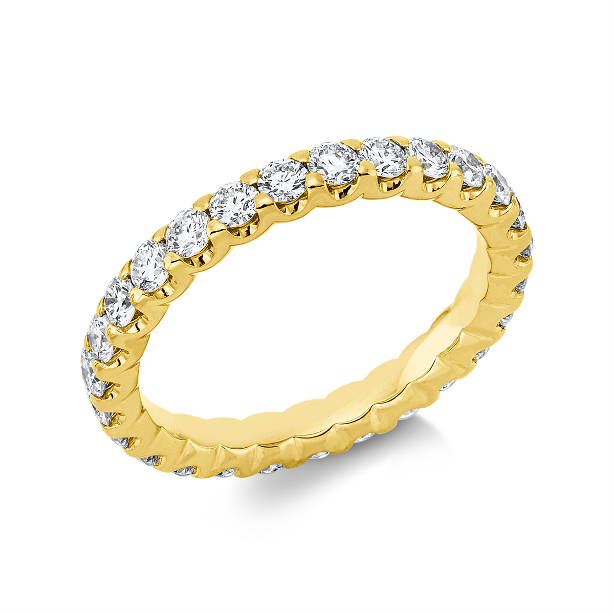 diamond full cut  eternity full ring in yellow gold