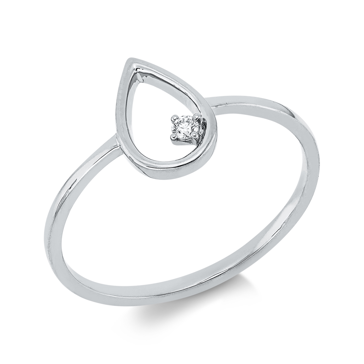 diamond full cut  modern woman ring in white gold