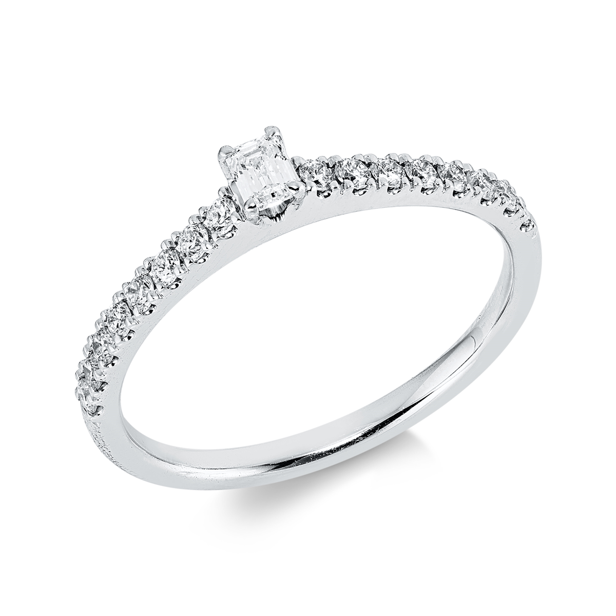 diamond full cut  solitaire with accent stones ring in white gold