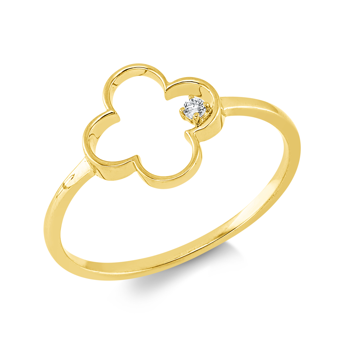 diamond full cut  modern woman ring in yellow gold
