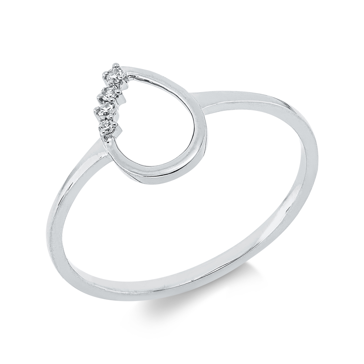 diamond single cut  modern woman ring in white gold